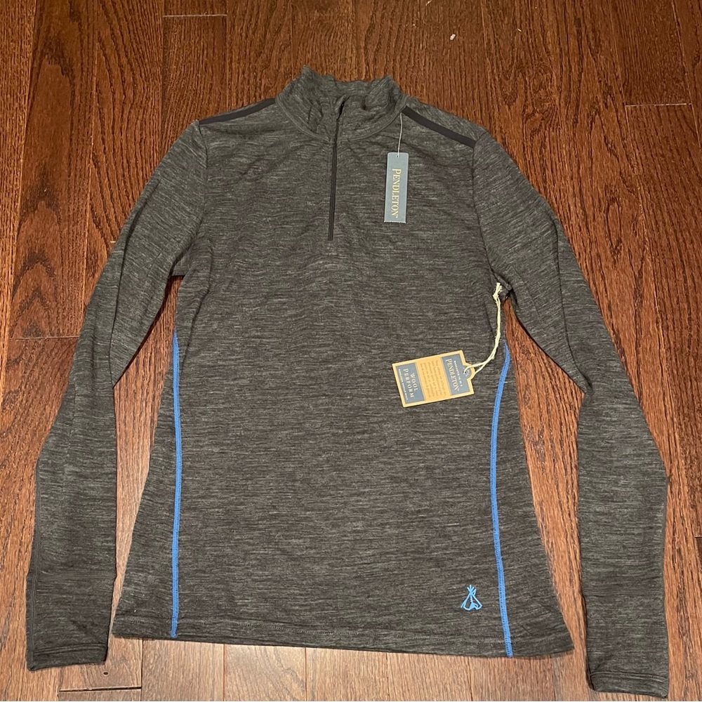 Pendleton Men's Mock Neck 1/4 Zip Shirt Merino Wool Size Small Heather Gray NEW